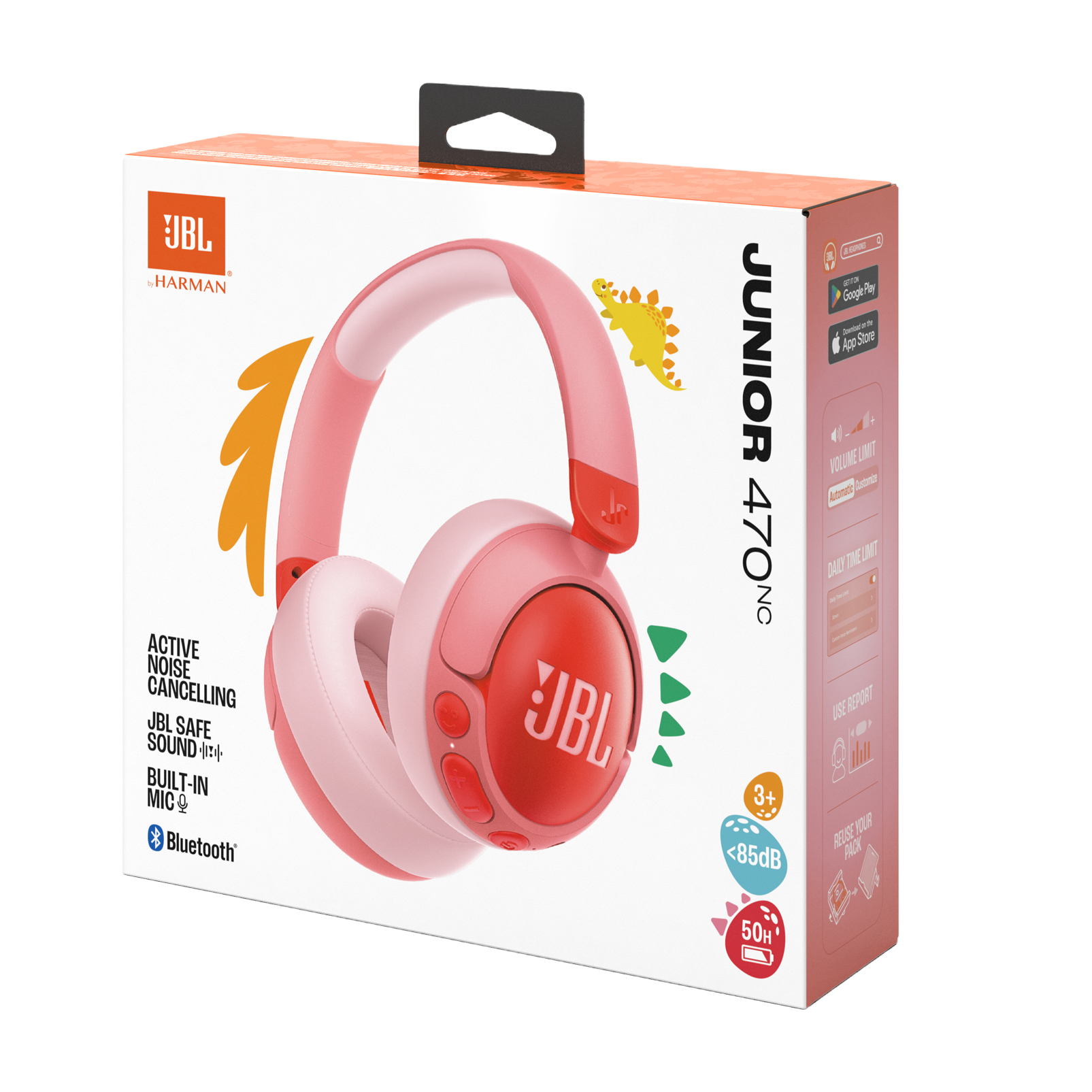 JBL Junior 470NC - Pink - Wireless over-ear noise cancelling kids headphones - Detailshot 15